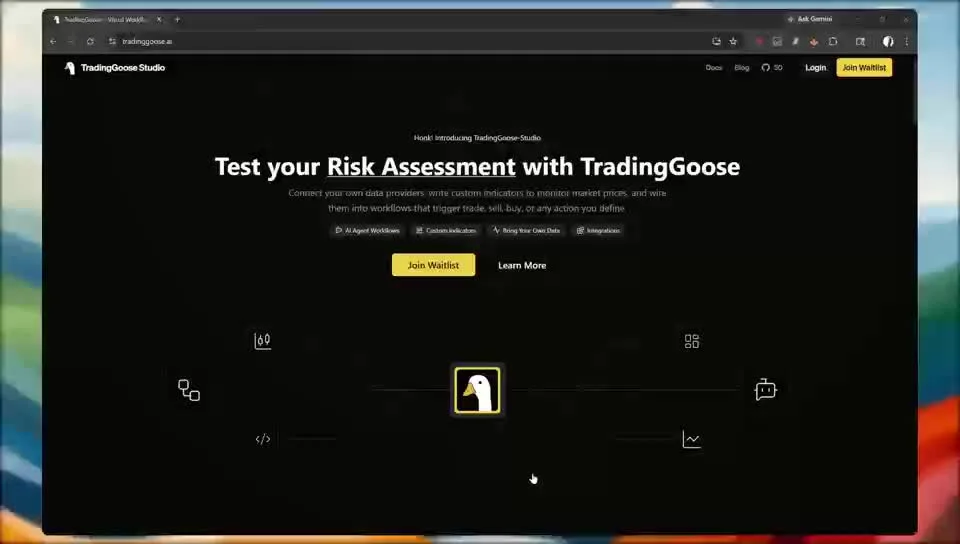 TradingGoose-Studio landing preview for risk assessment workflow